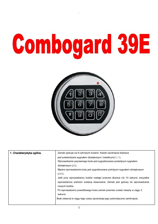Podgląd: Zamek elektroniczny Combogard 39E