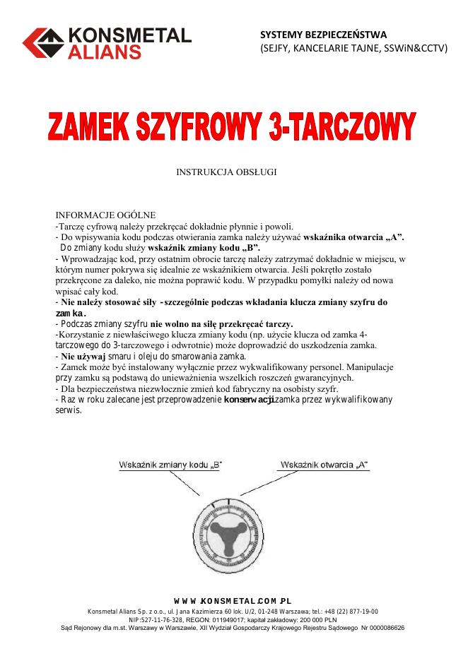 Podgląd: Zamek szyfrowy 3-tarczowy