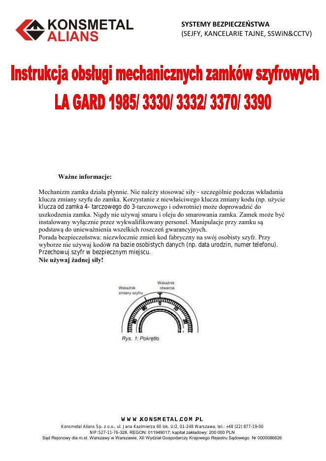 Podgląd: Zamek szyfrowy mechaniczny La Gard